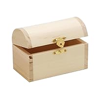 Darice Unfinished Wood Chest Box – Light Unfinished Wood with Curved Top and Clasp – Make Your Own Gift Box, Treasure Chest - Decorate with Paint, Stones, and More – 4.7