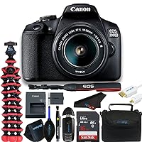 Canon EOS 2000D / Rebel T7 Digital SLR Camera Body w/EF-S 18-55mm f/3.5-5.6 Lens 3 Lens DSLR Kit + Pixibytes Basic Bundle (International Bundle) (Renewed)