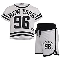Kids Girls Shorts New York 96 White Crop Top Hot Short Pant Summer Clothing Sets