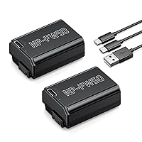 Powerextra NP-FW50 Replacement Battery 2 Pack 1500mAh with Type-C Direct Charging Port for Sony A7S II, A7R II, ZV-E10, A7, A7S, A7R, A6400, A6500, A6300, A5000, A5100, A6000 Camera