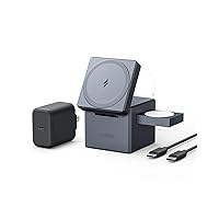 MagSafe Charger, Anker 3-in-1 Cube with MagSafe, 15W Max Fast Charging Foldable Wireless Charger, For iPhone 14/13/12 Series, Apple Watch Series 1-8/Ultra, AirPods Pro/3/2 (30W USB-C Charger Included)