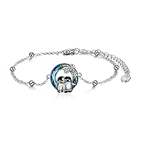 YAFEINI Penguin/Cat/Heart/Guinea Pig/Octopus Bracelet Penguin Gifts 925 Sterling Silver Hugging Penguins Cute Animal Jewellry for Women Sister