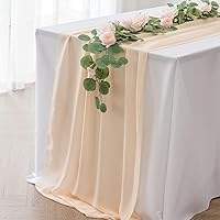 20Pack Chiffon Table Runner, Wedding Table Runner, 14x108 inches Gauze Table Runner, Rustic Sheer Table Decor for Romantic Bridal Shower, Baby Shower, Birthday Party Cake Table(Peach)