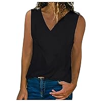 Today Deals Prime Clearance, Womens Tank Tops Summer Fashion Pleated Cross V Neck Shirts 2024 Ladies Sleeveless Casual Plain Tees Fitted Blouses