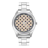 USA Stars Fashion Wrist Watch Arabic Numerals Stainless Steel Quartz Watch Easy to Read