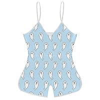 Cute Seal Pattern Funny Slip Jumpsuits One Piece Romper for Women Sleeveless with Adjustable Strap Sexy Shorts