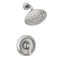 Moen Halle Spot Resist Brushed Nickel Shower Faucet Trim Set featuring Wide Showerhead and Shower Lever Handle with Posi-Temp Valve Included, 82971SRN