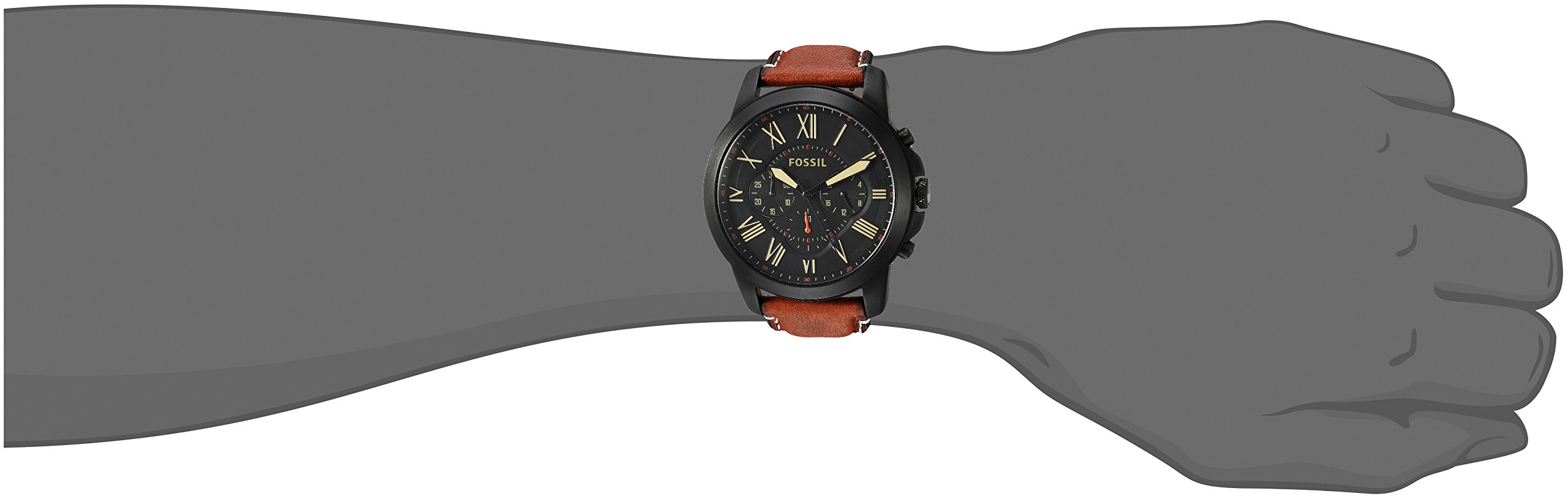 Fossil Men's Grant Quartz Leather Chronograph Watch, Color: Black, Brown (Model: FS5241)