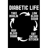 Diabetic Life, Low Blood Sugar, Eat Entire Kitchen, High Blood Sugar, Take Insulin: Note Blood Glucose, Insulin Dose, Carb Grams, Activities - 1 year, 6x9'' 104 Pages, Extra Blank Pages For Notes