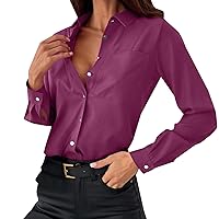 Plus Size Tops for Women Sexy Casual Women's Casual Fashion Simple Solid Color V Button Long Sleeved Shirt T S