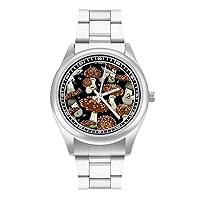 Amanita Mushroom Custom Watch Stainless Steel Wristwatch with Easy Read Dial for Women Men Fashion Gift