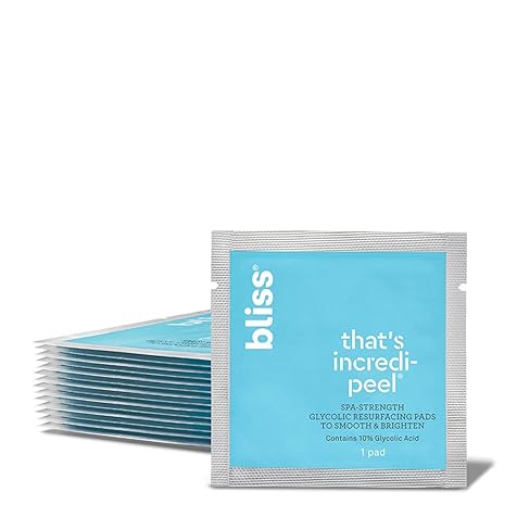 Bliss That's Incredi-Peel Glycolic Resurfacing Facial Pads - 15 ct - Single-Step Pads for Exfoliating and Brightening - Targets Fine Lines and Discoloration - Travel-Friendly - Vegan & Cruelty-Free