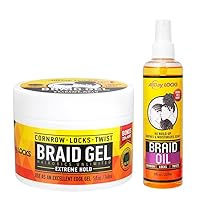 AllDay Locks Braid Gel (5 oz) & Braid Oil (8 oz) Bundle | Extreme Hold, No Flaking or Drying | Rejuvenate & Refresh Braids, Locks, Twists, Cornrows