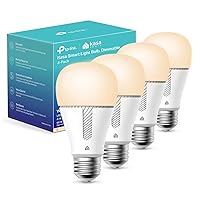Kasa Smart Light Bulbs that works with Alexa and Google Home, Dimmable Smart LED Bulb, A19, 9W, 800Lumens, Soft White(2700K), CRI≥90, WiFi 2.4Ghz only, No Hub Required, 4 Count (Pack of 1)(KL110P4)