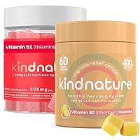 Kind Nature B-Vitamin Boost: B1 Thiamine 500mg & B2 Riboflavin 400mg Gummy Duo for Kids & Adults
