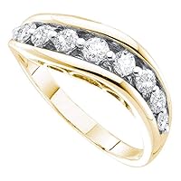 The Diamond Deal 14kt Yellow Gold Womens Round Pave-set Diamond Arched Band 1/2 Cttw