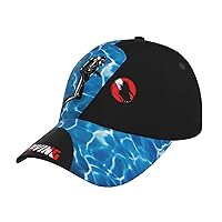 456 Scuba Diving - Diving Ocean Men's Personalised Baseball Cap with Text Individual Baseball Cap Gift Adjustable Baseball Cap Lightweight Outdoor Cap for Trucker Fishing Running Golf Tennis, 3D Printed Custom Scuba Diving Ocean