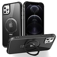 for iPhone 12 pro max case, Built-in Metal Stand and Ring Holder, Magsafe Compatible, Military Grade Protection, Shockproof, Men's and Women's use 6.7 - Black