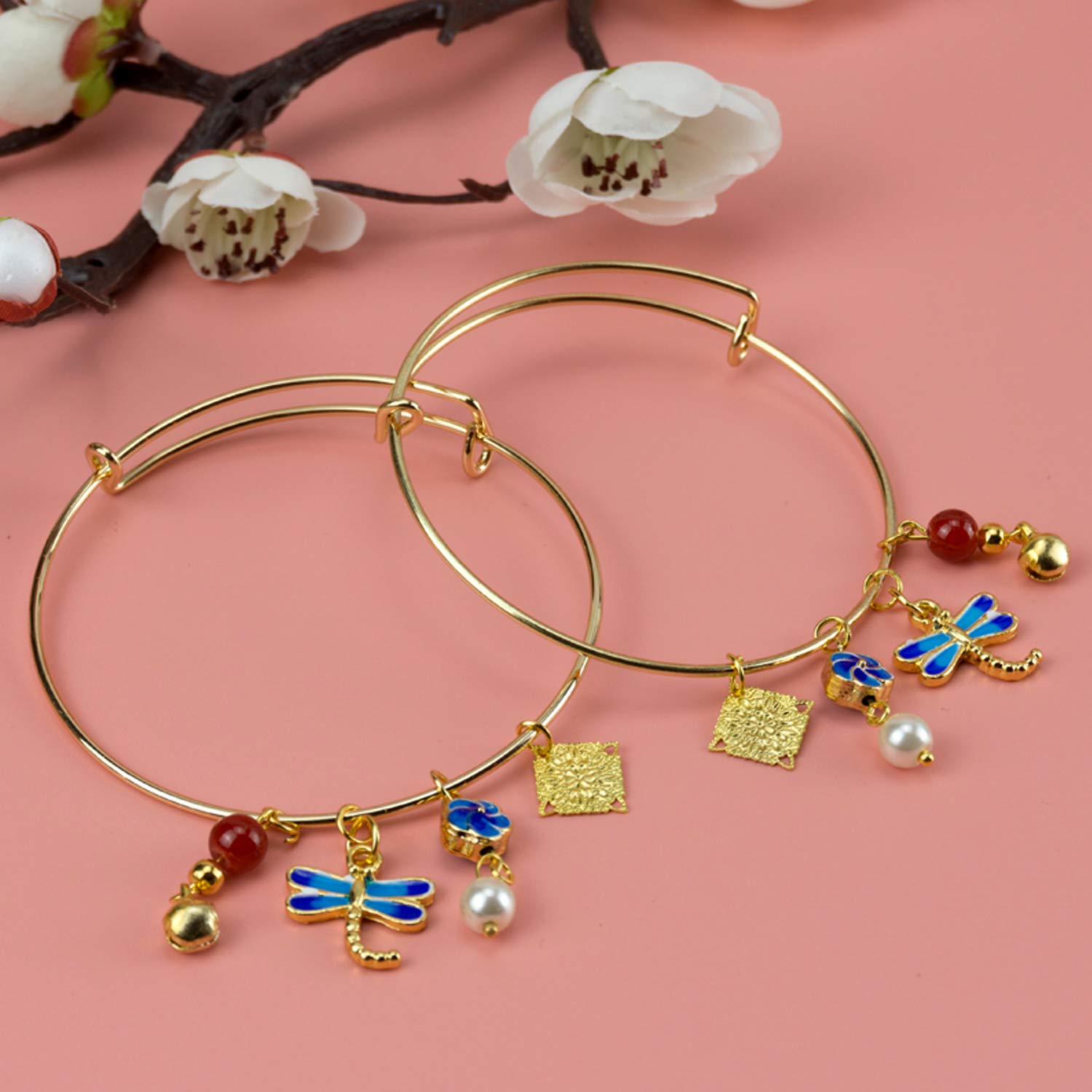 UPINS 60Pcs Gold Expandable Bangle Bracelets Adjustable Wire Blank Women Bracelets for DIY Jewelry Making