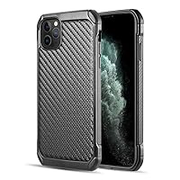 Tough Dual Layer Heavy Duty Black Carbon Fiber Hybrid Case for Apple iPhone 12 Pro, 12 6.1