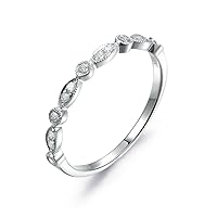 14K White Gold Wedding Band,Half Eternity,Engagement Ring,Stackable Ring,Micro Pave Diamond