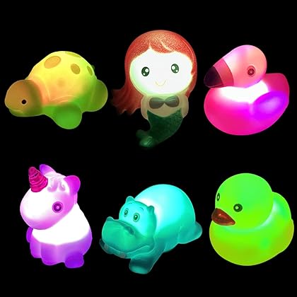 Jofan 6 Pack Prefilled Jumbo Plastic Easter Eggs with Light Up Animal Bath Toys Inside for Kids Boys Girls Toddlers Easter Basket Stuffers Gifts Party Favors