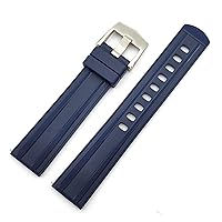 RAYESS Suitable Rubber Watch Band For Omega Seahorse Observatory 20mm Quick Release Black And Blue Silicone Watch Band