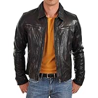 New Mens Leather Jacket Slim fit Biker Motorcycle Genuine Lambskin Jacket LJN506