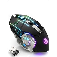 Professional FPS Shooter Wireless Gaming Mouse Bluetooth Mouse RGB Rechargeable 2.4G USB Cordless Computer Mic. (Classic, Black)