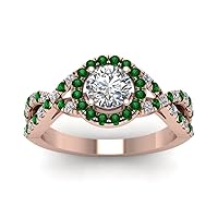 Choose Your Gemstone Entwined Halo Diamond CZ Ring rose gold plated Round Shape Halo Engagement Rings Minimal Modern Design Birthday Gift Wedding Gift US Size 4 to 12