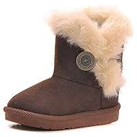 Baby Girls Boys Warm Winter Shoes Anti Slip Side Button Faux Fur Lined Snow Boots