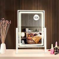 Vanity Mirror with Lights, Hollywood Vanity Mirror with Lights, Touch Control 3 Color Lighting Modes for Bedroom, Detachable 10X Magnification Mirror, 360°Rotation (16 in, White)