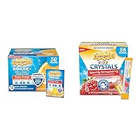 Immune+ Triple Action Immune Support Powder & Kidz Crystals, On-The-Go Immune Support Supplement with Vitamin C, B Vitamins, Zinc and Manganese, Sparkly Strawberry - 56 Stick Packs