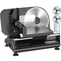 200W Meat Slicer with Two 7.5” Blades & One Stainless Steel Tray for Home Use, Electric Deli Food Slicer with “Upgrade” Big Thickness Knob (0-15mm) Cut Meat Cheese Bread, Easy to Clean