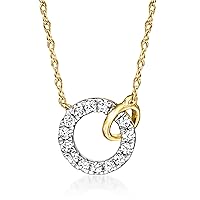 RS Pure by Ross-Simons 0.10 ct. t.w. Diamond Interlocking-Circle Necklace in 14kt Yellow Gold. 16 inches