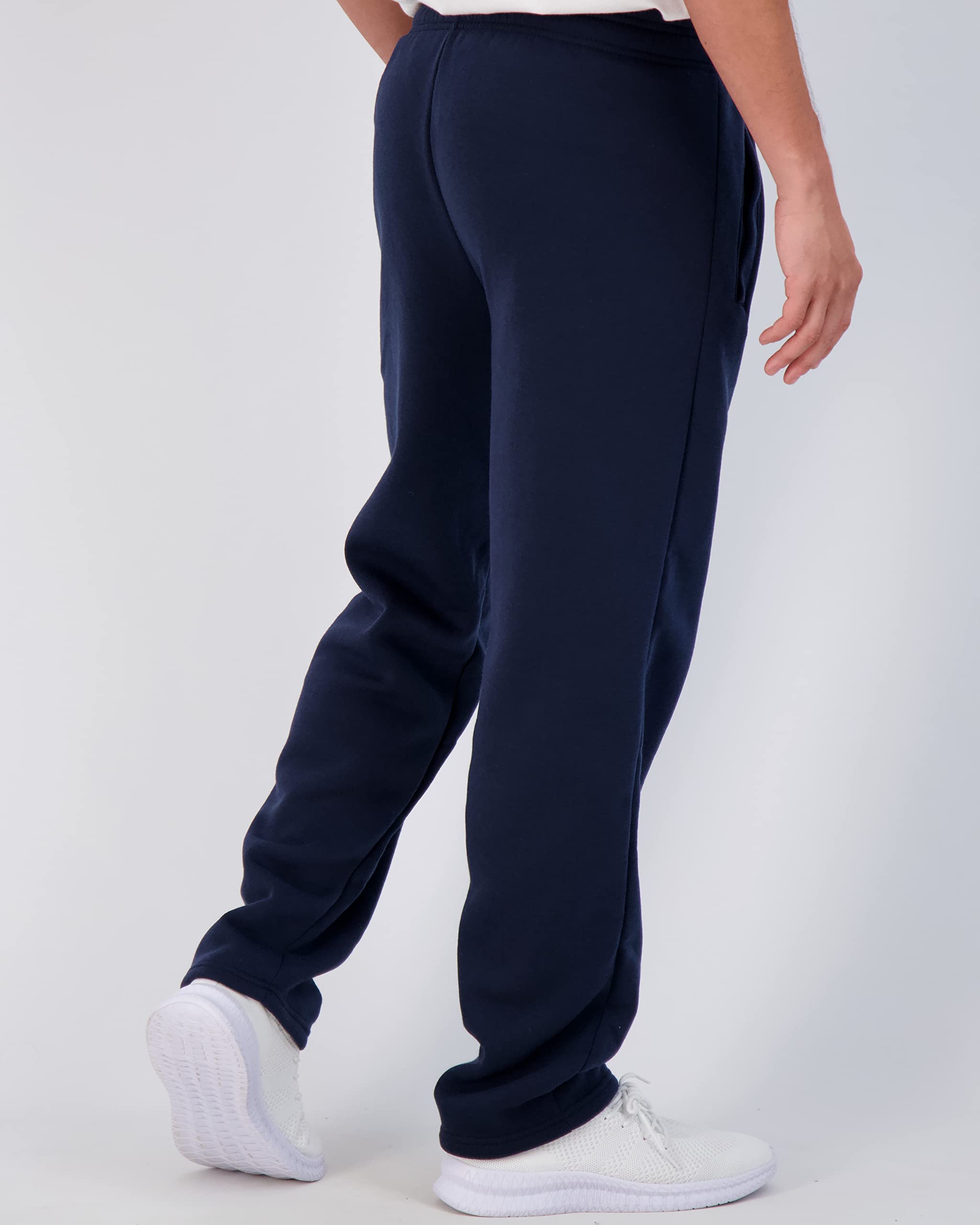 Real Essentials 3 Pack: Men's Tech Fleece Active Athletic Casual Open Bottom Sweatpants with Pockets
