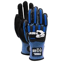 MAGID T-REX Flex Series ANSI A6 AeroDex Shell Impact Glove, 1 Pair, NitriX Coated Palm, Size 7/S, Blue, TRX685