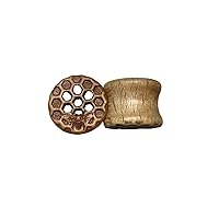 Organic Honey Bee Wood Double Sided Flare Plugs (1 Pair) (A/3/2/21)