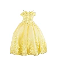 Romantic 3D Floral Flower Pattern Boho Off The Shoulder Ball Gown Lace Flower Girl Dresses for Toddler Wedding Party 2024