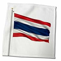 3dRose Flag of Thailand on a Flag Pole Over White Thai - Towels (twl-157284-3)