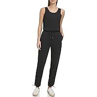 Andrew Marc Womens Sleeveless Stretch Fit Sporty Knit JumpsuitJumpsuit
