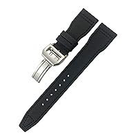Fiber Canvas Watchband 20mm 21mm 22mm for IWC Le Petit Prince Big Pilot TOP Gun IW3777 Sport Fiber Canvas Watch Strap (Color : Black Square Buckle, Size : 20mm)