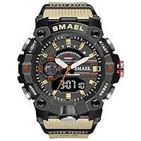 Sports Outdoor Waterproof Military Watch Resistant-Shock Dual Display Army Wrist Watch for Men Backlight Clock