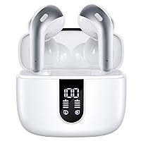 TAGRY Bluetooth Headphones True Wireless Earbuds 60H Playback LED Power Display Earphones with Wireless Charging Case IPX5 Waterproof in-Ear Earbuds with Mic for TV Smart Phone Laptop Computer Sports