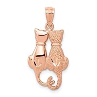 14K Rose Gold Polished & Textured Sitting Cats Pendant
