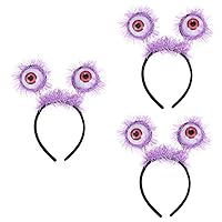 BESTOYARD 3pcs Halloween headdress light- up eye bead hair hoop hair accessories for prom light-up eye bead hair hoop Halloween headpiece Halloween party hair accessory luminous purple props