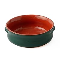 DeSilva Round Casserole, Open Fire, Oven, Microwave Safe, Stylish, Cute, Small, Ceramic, 6.7 inches (17 cm), Forest Green, Italy