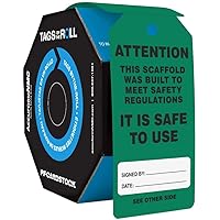 100 Scaffolding Tags by-The-Roll, Attention - Scaffold is Safe to Use, US Made OSHA Compliant Scaffold Tags, Waterproof PF-Cardstock, Resists Tears, 6.25