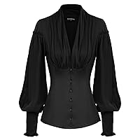 Scarlet Darkness Women 2024 Summer Long Sleeve Shirt Dressy Victorian Blouse Elegant Blouse