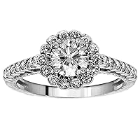 1.15 CT TW GIA Certified Halo Round Diamond Engagement Ring in Platinum